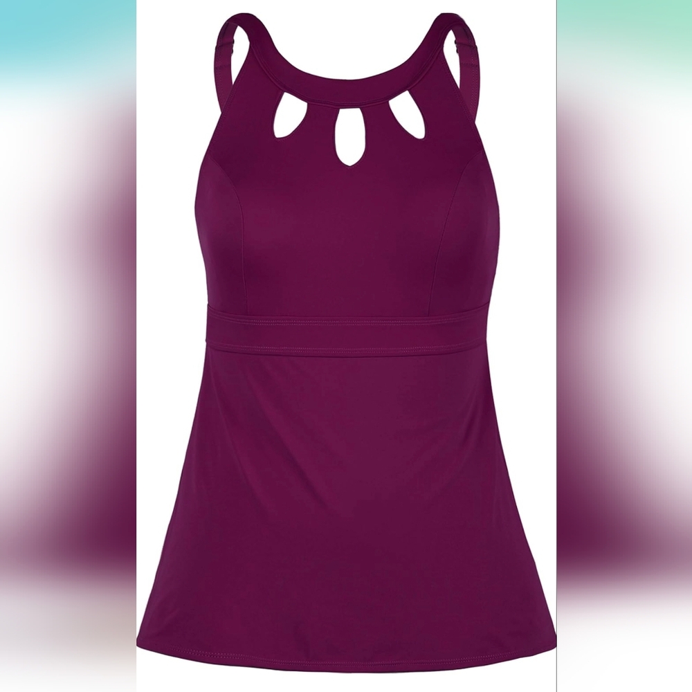 NWT SEPTANGLE plus Size Halter High Neck, Key Hole Bathingsuit Top